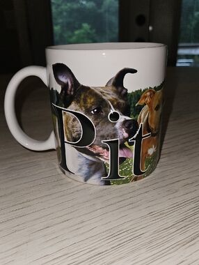 Oversized White Pet Dog Ceramic Mug with Pitbull Artwork-americaware 2013